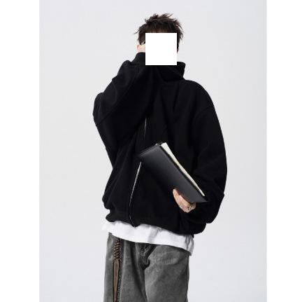 Heavy and Thickened Deconstruction Splicing Hooded Cardigan Sweater Men's and Women's Winter Trendy Design Sense Fleece Boxy Couple Jacket