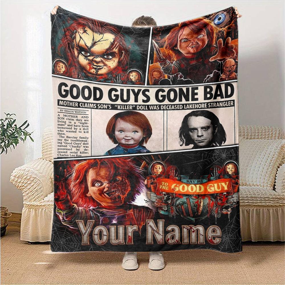 Name Custom Chucky Print Flannel Blanket High Quality Warm Comfortable Cover for All Seasons Perfect for Gifts Home Decor