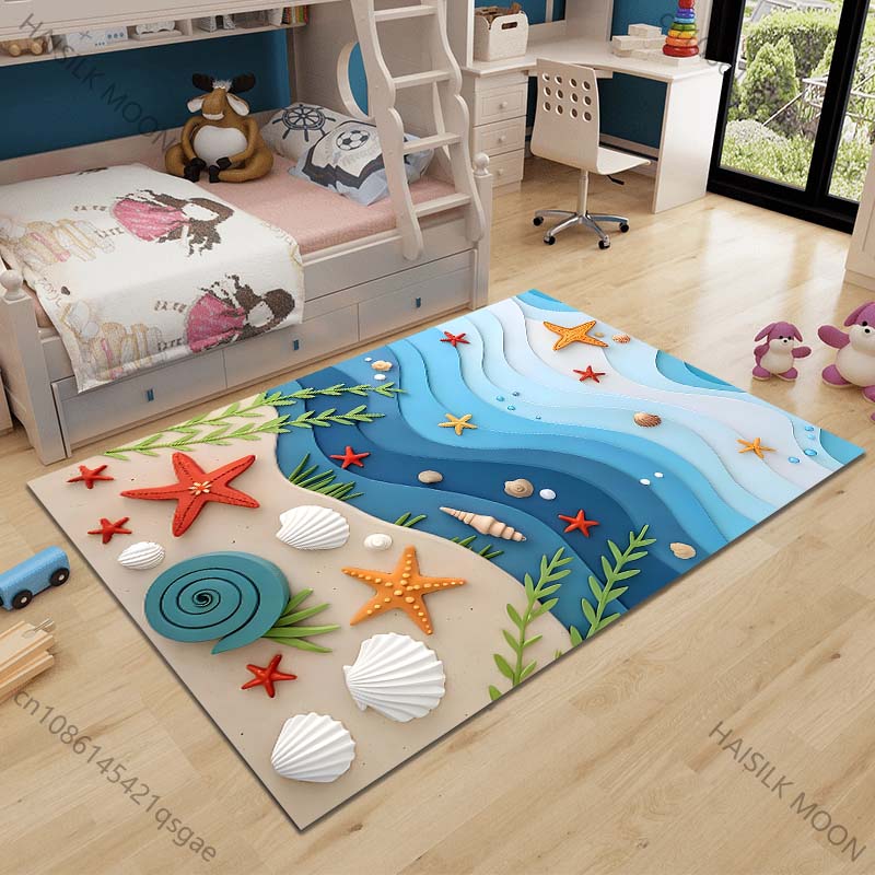 

Multiple sizes Beach collage, starfish, shells Carpet for Living Room Bedroom Sofa Home Decor Rus Non-slip Floor Mat Luxury Gift 40cm x 60cm
