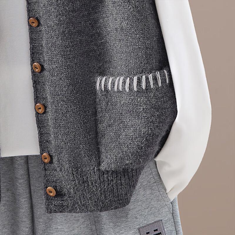 Women's Round Neck Single-Breasted Knit Vest