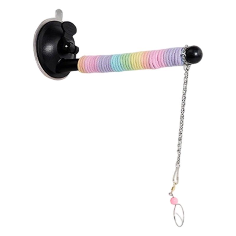 Multifunctional Bird Perch Stand With Suction Cup For Parrots Detachable Dropping Tray Comfortable Grip