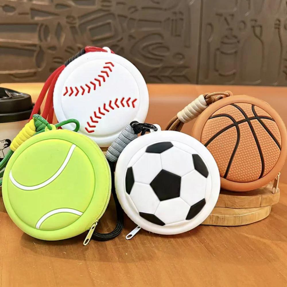 Tennis Ball Bag Charm Silicone Coin Purse Headphone Case Pouch Zipper Organizer For Women Fanny Pack Sports Racket Accessories Bag Charm