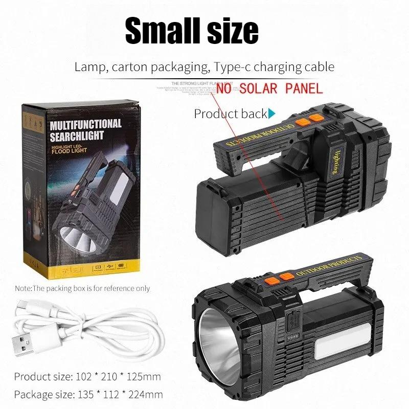 

Солнечная энергия Светодиодный фонарь высокой мощности Заряжаемый через Type-C Лампа сильного света Водонепроницаемый Для кемпинга на открытом воздухе Пешего туризма Small size 4500mAh