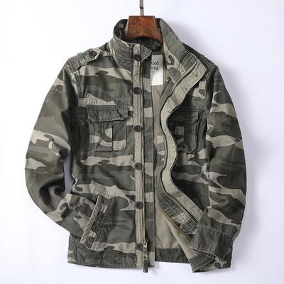 Men Jacket Men Denim Retro Cargo Jackets Outdoor Multi Pockets Tops Field Casual Fashion Hiking Coats Uniform