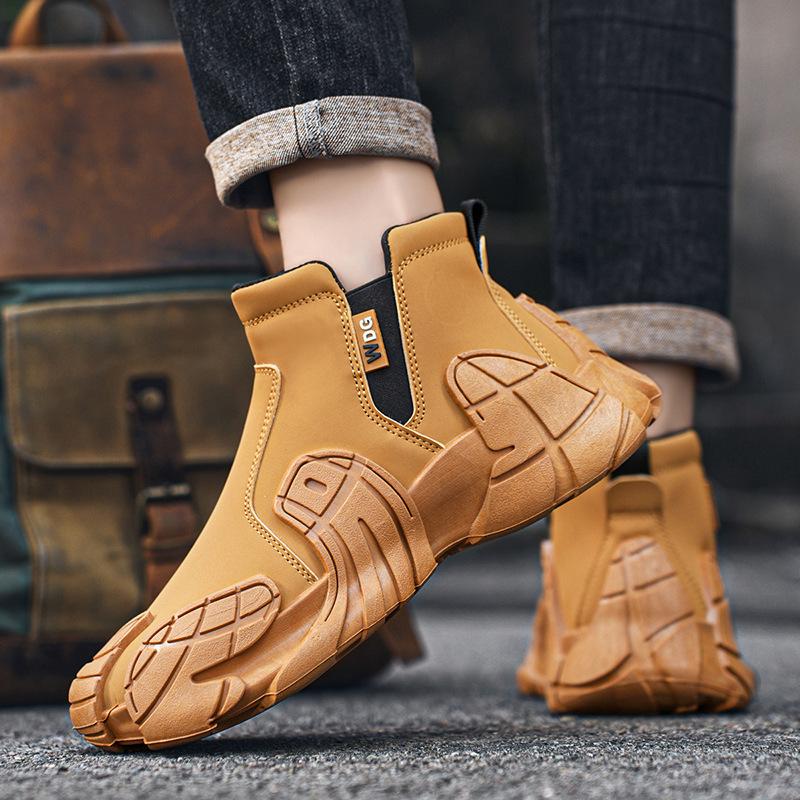 New autumn high-top non-slip waterproof side zipper sports labor insurance Martin shoes