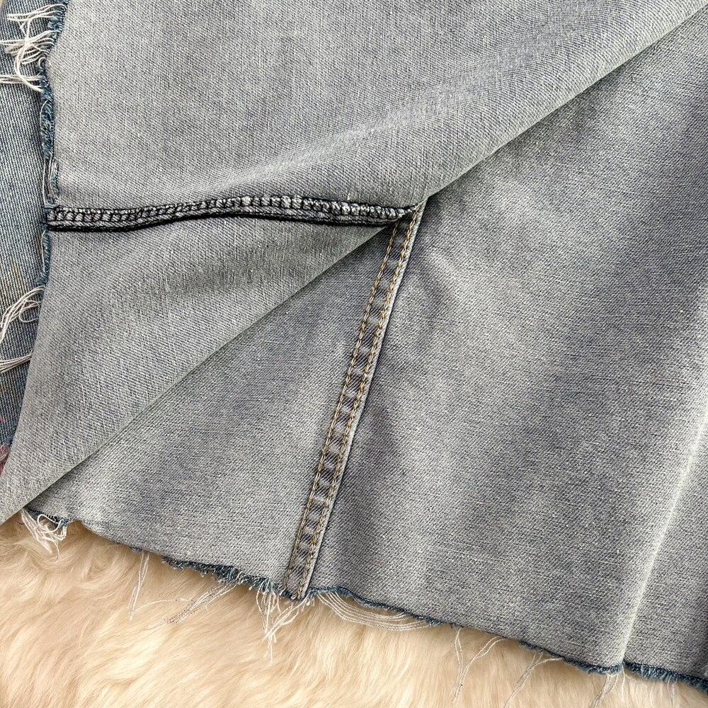 Summer Light Mature Style High Waist Thin Split Rose Blue Denim Skirt Versatile Medium And Long A-Bag Hip Skirt