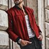 Men's Casual Stand-up Collar Colorblock Skirt Pocket Button Cardigan Jacket