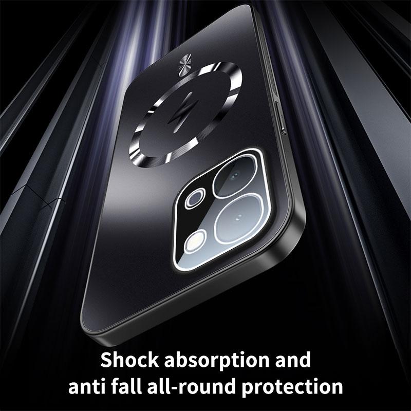 For OPPO A6 Pro Case Integrated Magnetic Light-absorbing Fashion Ice Image Frosted Surface Shock Absorption Box