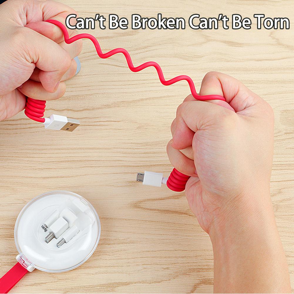 Convenient Charging Wire Anti-winding Data Cable Stretchy Data Transfer 3 In 1 Mobile Phone Charging USB Spring Wire