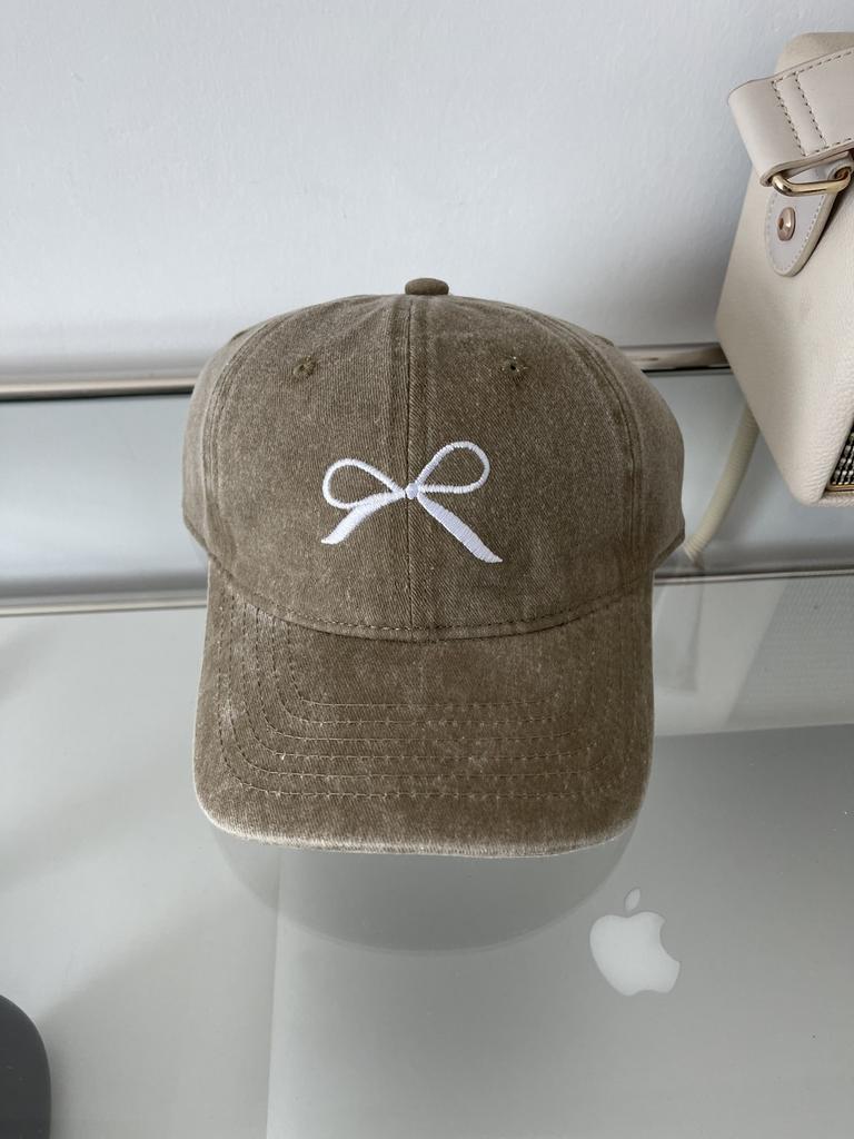 Fashionable Butterfly Knot Embroidered Baseball Cap For Women Cute Spring Summer New Washed Hat