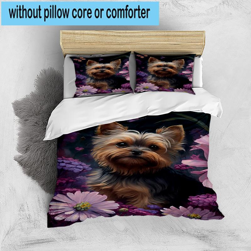 Diverse Dog Breeds Collage 3pcs Bedding,Including 1pc Duvet Cover And 2pcs Pillowcases Perfect for Christmas,Ideal for Bedroom, Dormitory