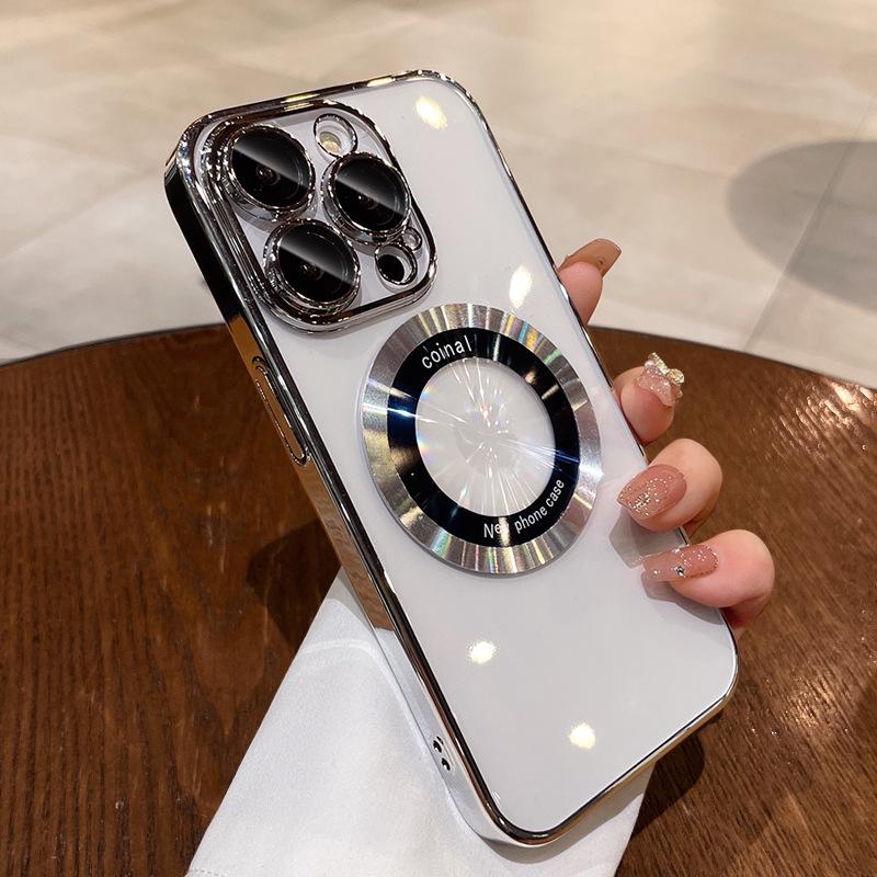 Anwendbar auf Apple 15 Magnetische Saug-Handyhülle Kabelloses Laden Transparentes iPhone 16 Promax Schutzhülle 14 Silikon Sturzsicher