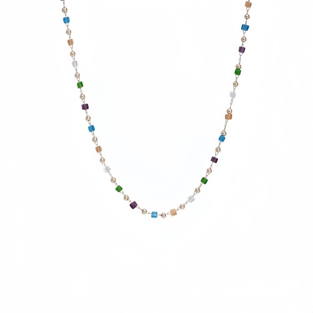 Simple Mix Color Acrylic Crystal Beads Choker Retro Men Hip Hop Necklace Fashion Party Jewelry Accessories Gifts