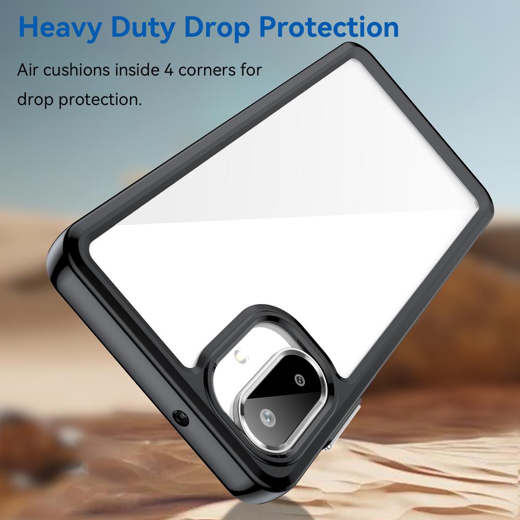 For Samsung Galaxy A07 4G Phone Case WANLONFENG XC Series TPU Acrylic Cover with Tempered Glass (Big Lens Hole)