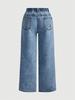 Plus Size Stretch Denim Embroidered Jeans - Elegant Straight Leg