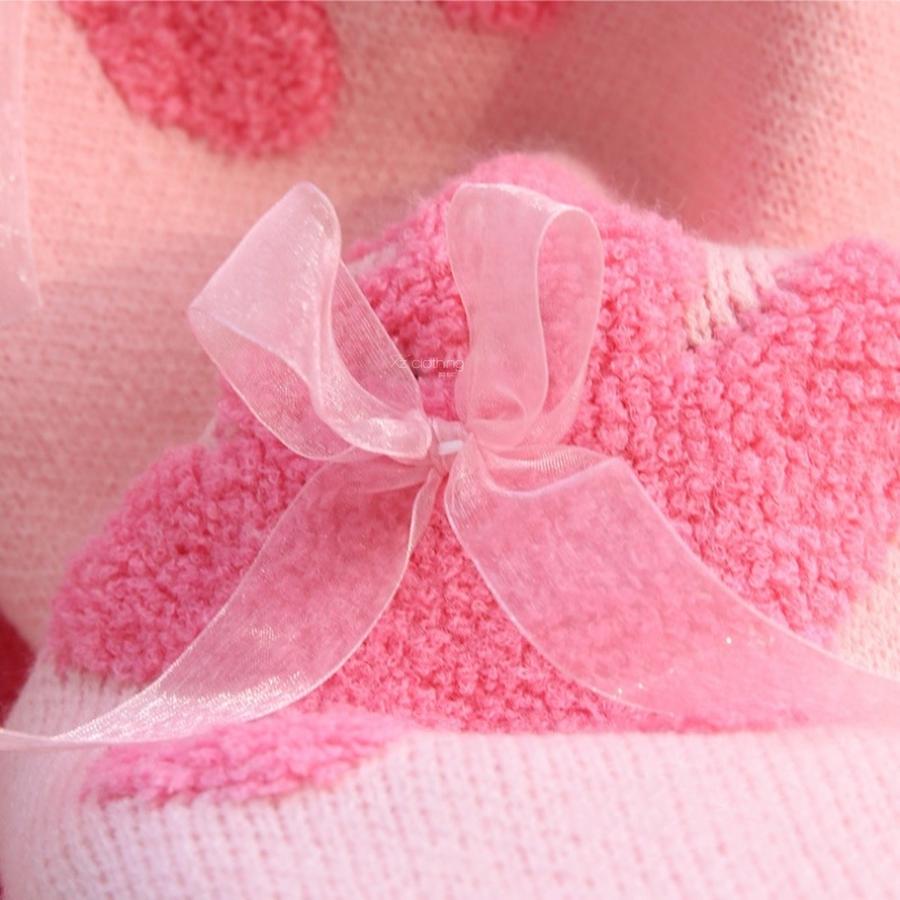 Autumn New Small Bear Fluffy Velvet 3D Bow Set Loose Knit Sweater Women Sweet Style Knit Top