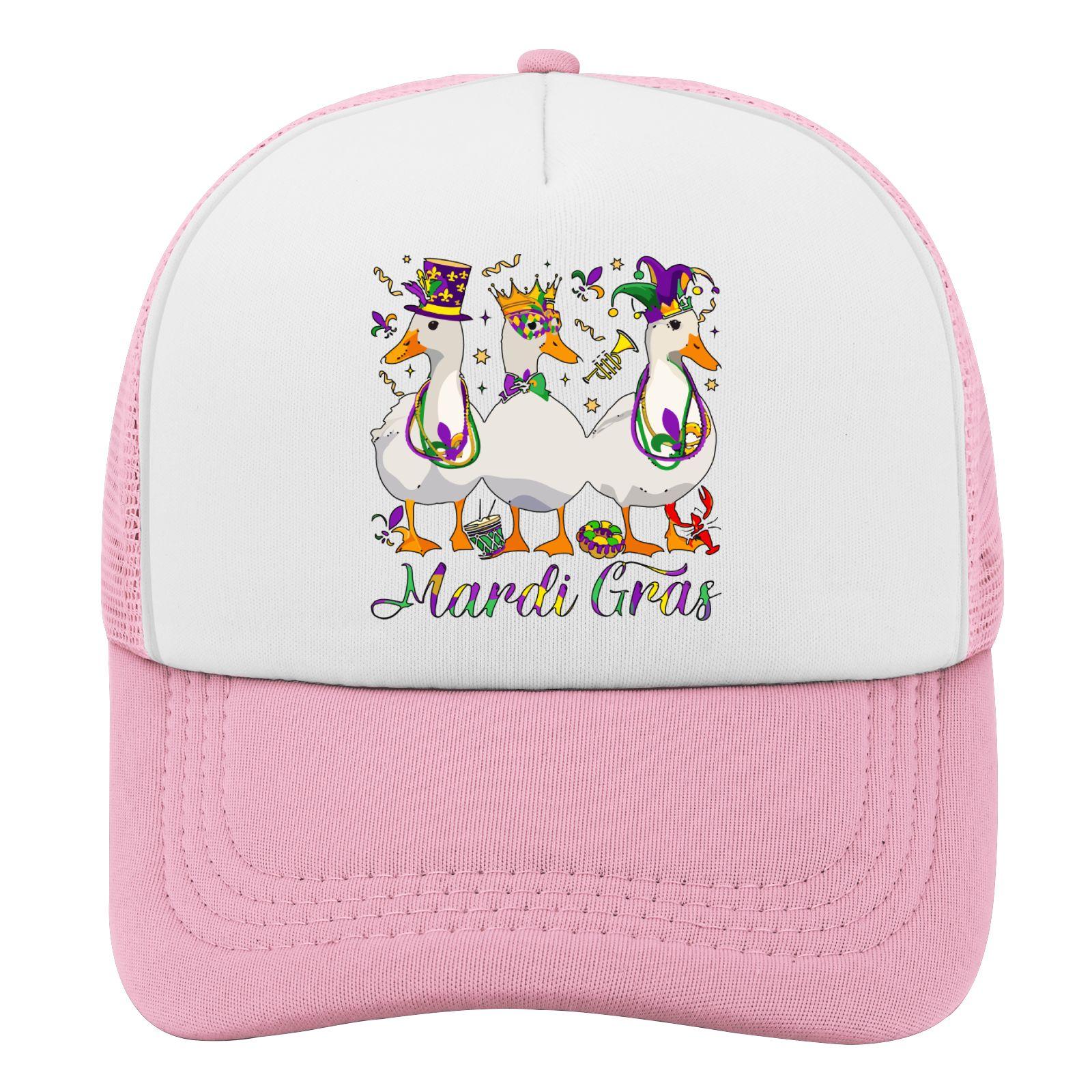 

Mardi Gras Ducks Graphic Trucker Hat Polyester Adjustable Festival Snapback Cap Unisex One Size