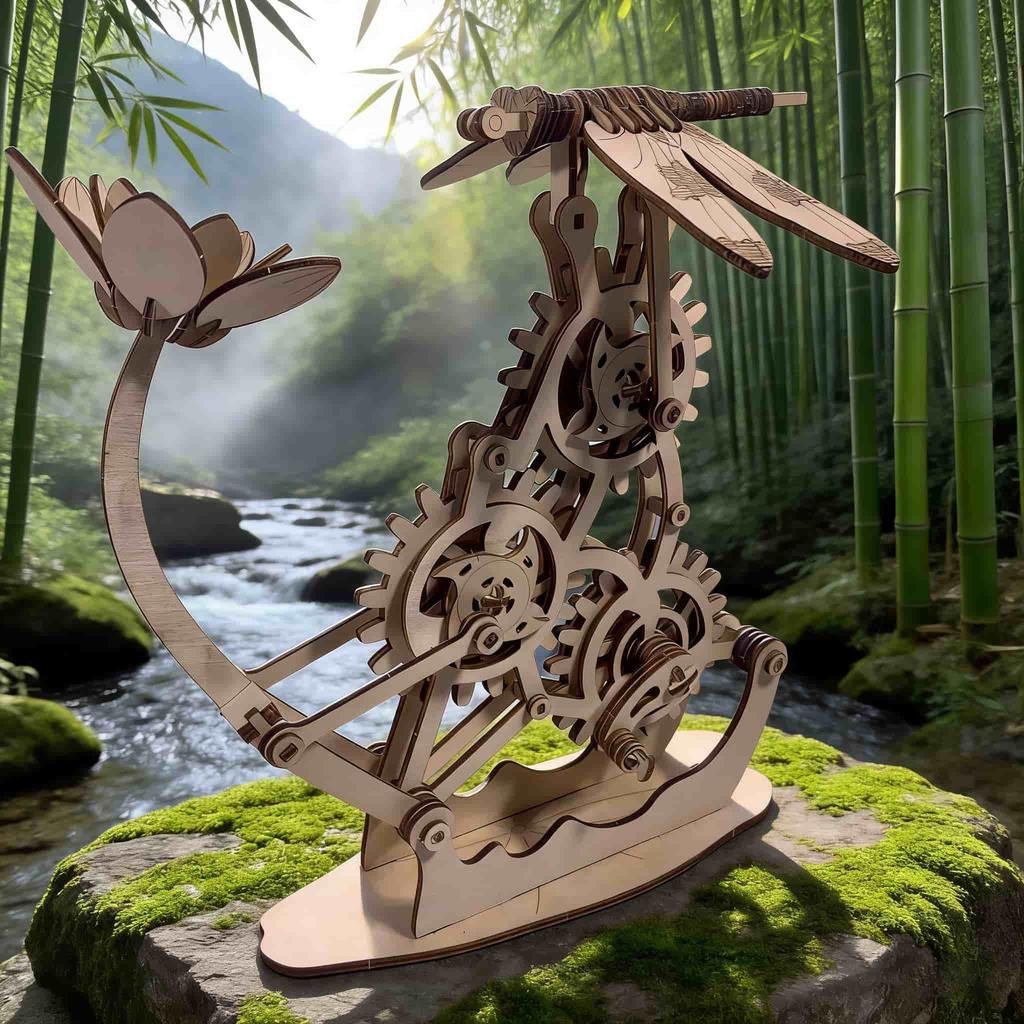 DO-IT-YOURSELF Wooden 3D Puzzle Flying Dragonfly Miniature Kit Imaginative Birthday or Holiday Present Learning Toy Exquisitely Designed