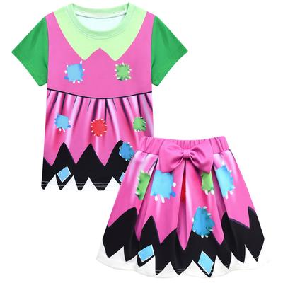 Kids Girls Bobi Time Lily Lovebraids Print Short Sleeves T-Shirt Bow Skirt Sets