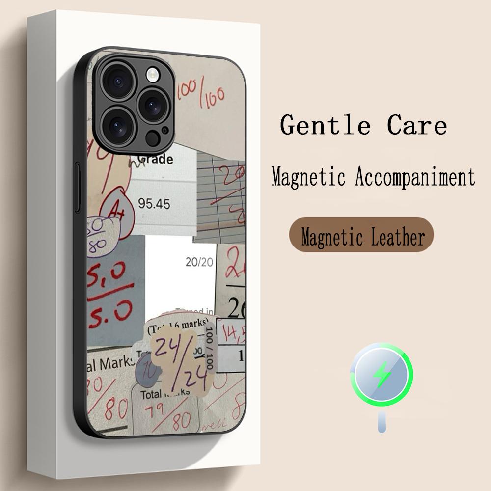 Good grades fashion ins pattern Phone Case For iPhone 17 16 15 14 13 12 Plus Pro Max High-end Luxury Magsafe Sheepskin