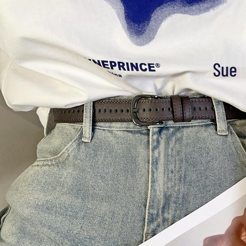 Women's Brown No-Punching Belt: Stylish and Versatile 2023 Jeans Accessory