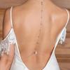 Zircon Water Drop Back Chain Long Necklace For Bridal Charm Wedding Accessories Sexy Chain Necklace Backless Dress Jewelry