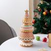 Resin Gingerbread Christmas Village Tree Simulated Hand Painted Xmas Tree Ornament with Glitter Powder