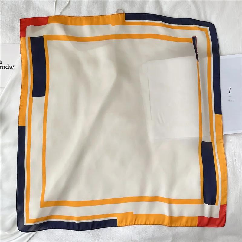 New Luxury Women's Soft Satin Hair Scarves Fashion Square Printed Headscarf 70cm Professional Accessories Designer Scarf