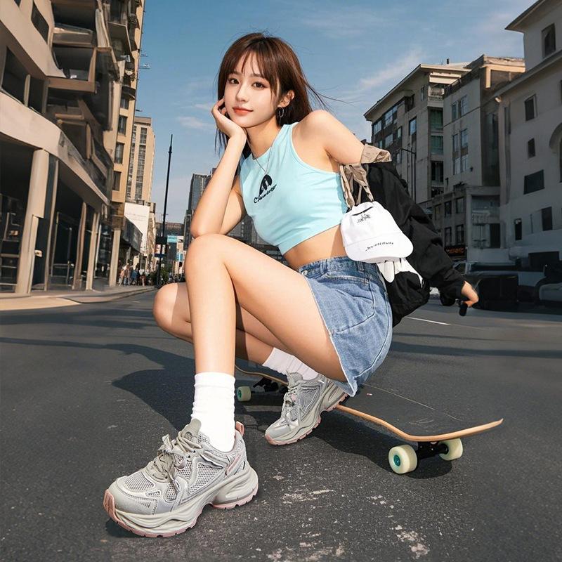 New dad shoes women's 2025 spring platform heightening shoes casual versatile shoes children's breathable sports running women's shoes