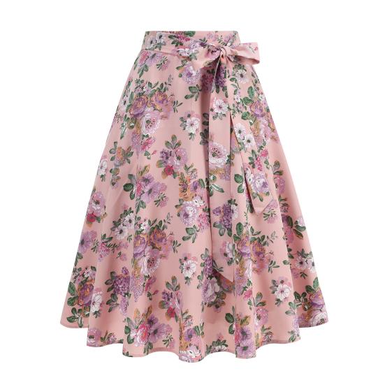 Women Skirt Fit A-Line Style High Midi Mid-calf Skirt Work Leisure