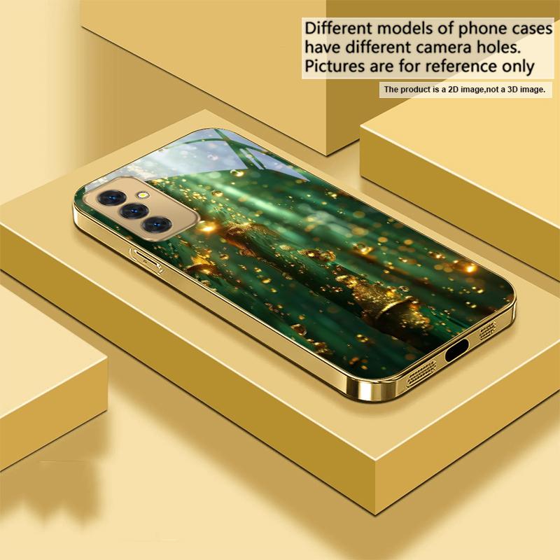 

Bronze golden leaves For Samsung A73 A72 A71 A42 A56 A55 A54 A53 A52s A52 A51 A36 A35 A34 A33 A32 A16 Golden glass phone case Galaxy A73 5G