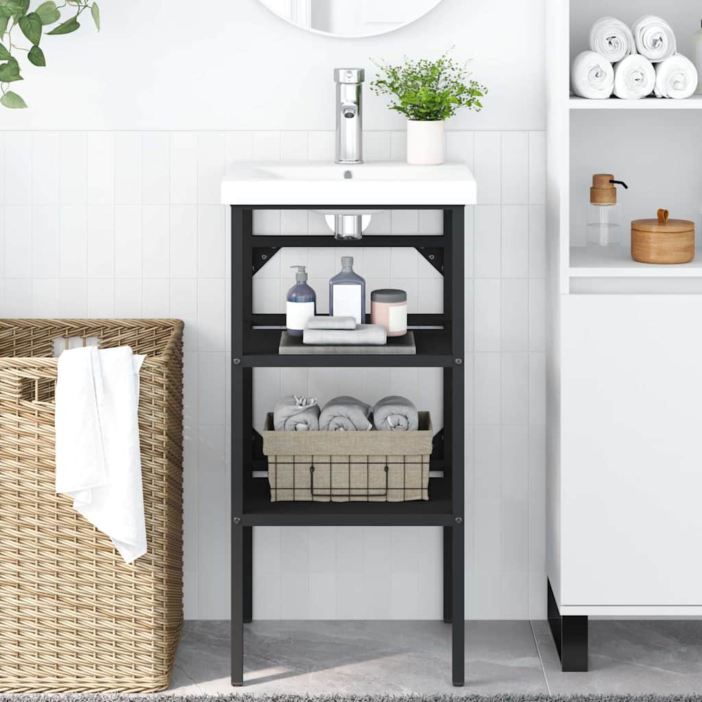 vidaXL Badezimmer Waschtischgestell Schwarz 40x38x83 cm Eisen schwarz