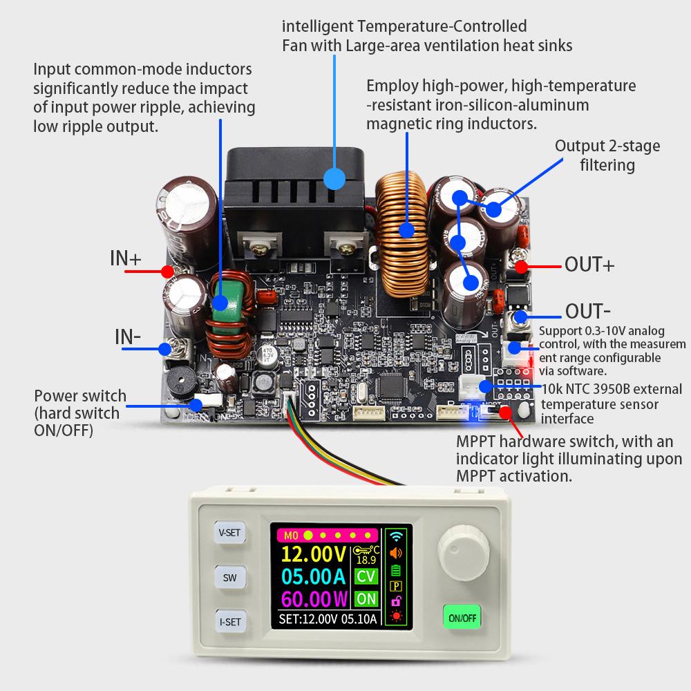 XY7025S 1750W 25A CNC BUCK DC Power Supply  Adjustable CV CC CW Step-Down Converter MPPT Charging 12-85V To 0-70V WIFI 485 IR