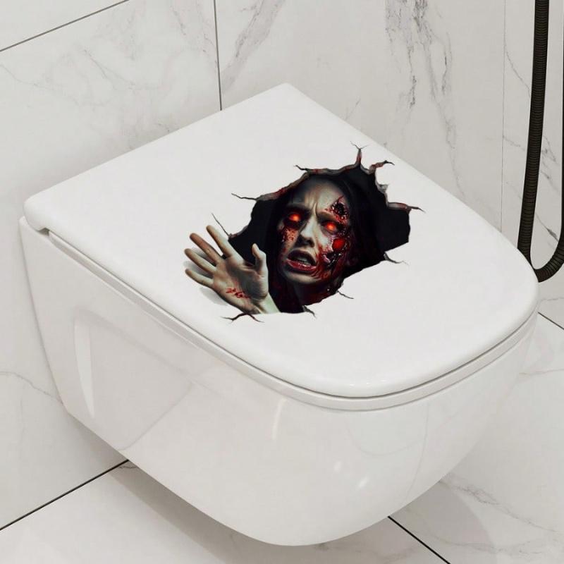 Halloween Horror Female Ghost Bedroom Bathroom Toilet Home Background Decoration Wall Sticker