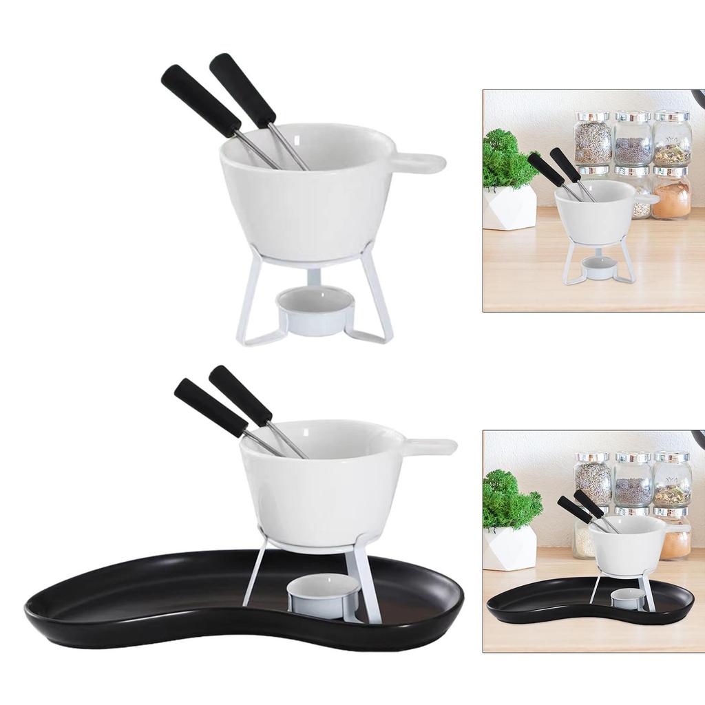 Fondue Pot Cookware Butter Warmer Set Ceramic Fondue Mug Cheese Serving Fondue for Party Date Night Dinner Birthday Wedding