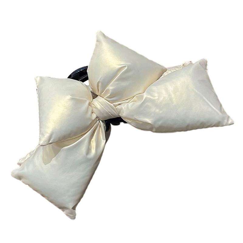 

3D Мягкий Зажим-Клешня с Бантом Для Густых Волос Большого Размера Надежно Держит ПУ Головной Убор Бережный к Коже Головы Аксессуар для Волос белый