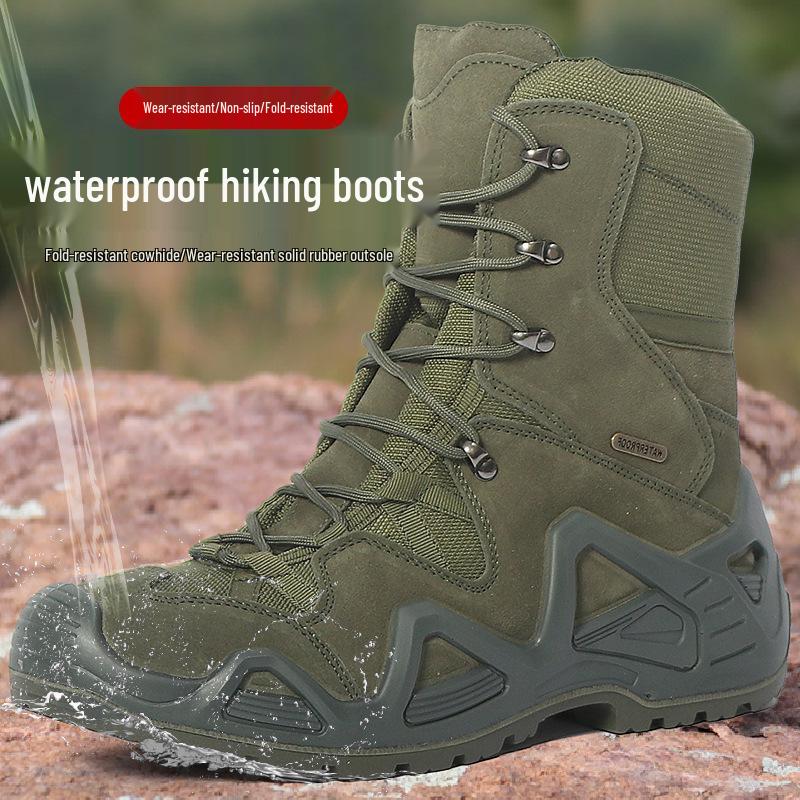 US Army Desert Waterproof Anti-Stab Combat Boots - Non-Slip Tactical Hiking & Mountaineering Shoes for Spring & Autumn