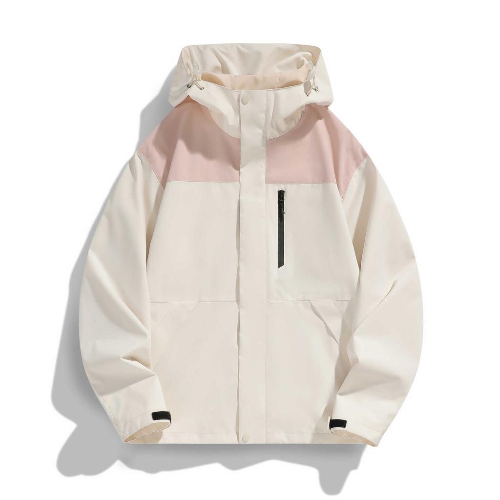 Printed Color-blocking Jacket for Men and Women The Same Style Spring and Autumn Trendy Waterproof Hooded Loose Couple Jacket for Men
