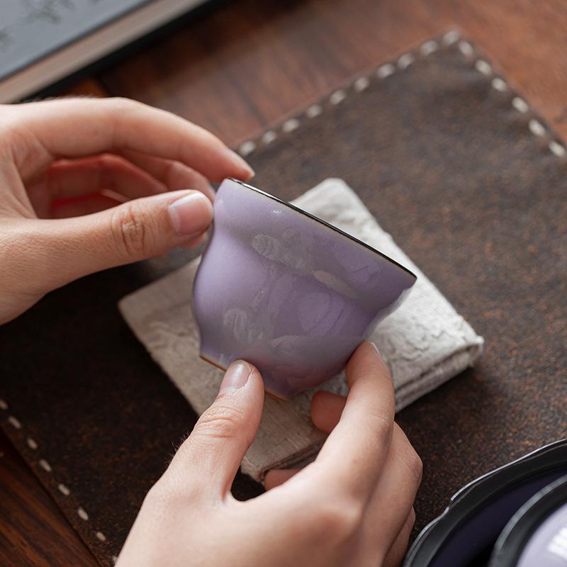 Antique Vintage Lilac Purple Personal Master TeaCup Handmade Ceramic Chinese Tea Set Zen Teaware Gift for Tea Lovers Home Office