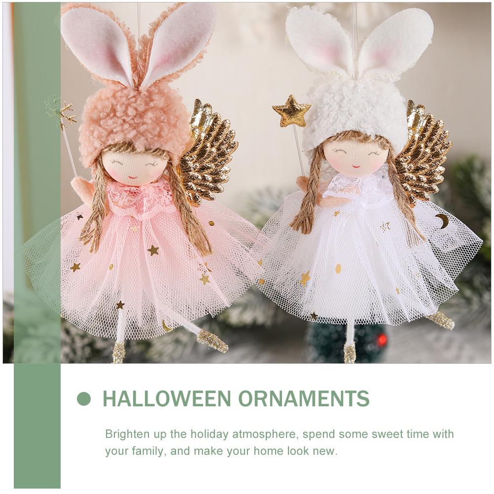 2 Pcs Cute Angel Pendant Garden for Outside Decorate Christmas Ornaments Pink