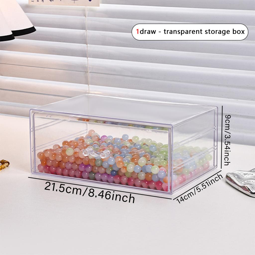 1pc Desktop Transparent Stackable Acrylic Bead Storage Box Drawer Style Bead Bralet Hair Acssory Storage Organizer