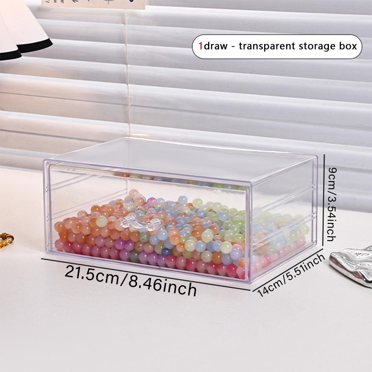 

1pc desktop transparent stackable acrylic bead storage box drawer style bead bracelet hair accessory storage organizer