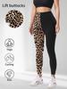 Pocket Style High-Waisted Yoga Pants Women's Leopard Print Fitness High-Stretch Butt-Lifting Sports Leggings