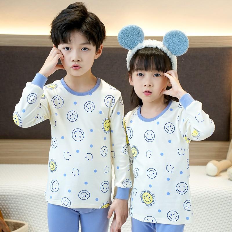 Kids Cotton Thermal Underwear Set Boys Girls Long Johns Pajamas Soft Base Layer 3-8 Years