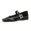 H263-15 Huizhou Huidong women's shoes square head low heel flat sole shoes with Mary Jane women's shoes rhinestone buckle decoration