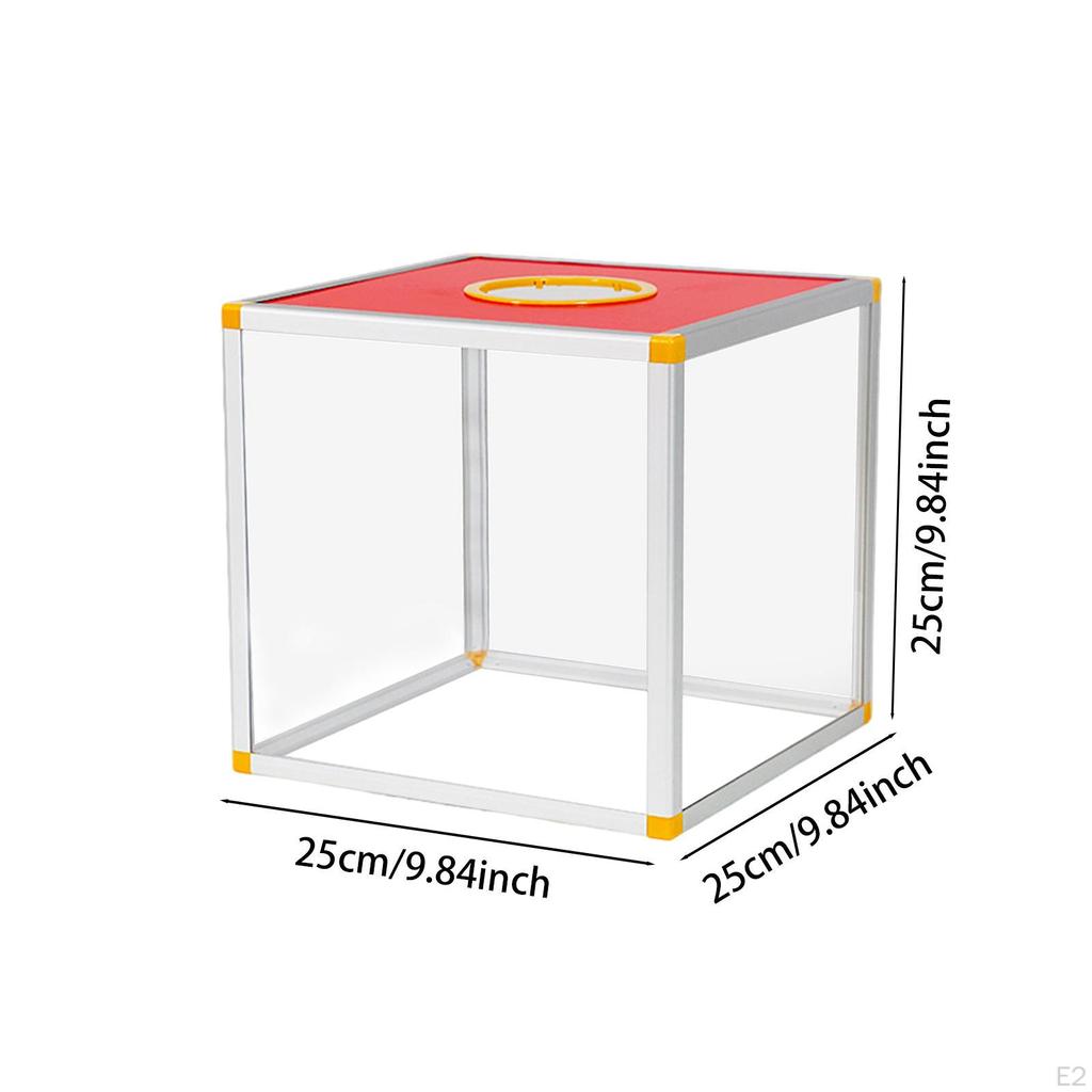 Clear Lucky Draw Box Comment Lottery for Business Fundraising Voting 25x25x25cm Four Sides