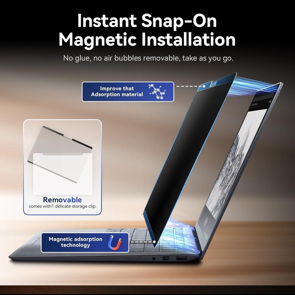 Magnetic Privacy Filter Compatible with 15 Inch Surface Laptop 5/4/3/2/1 Removable Anti Glare Blue Light Laptop Privacy Screen for Surface Pro 7/8/9/X
