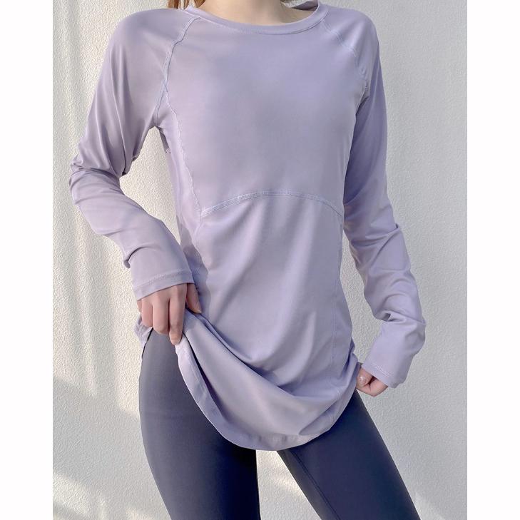 Długi Oddychający Długi Rękaw Joga Okrągły Dekolt Dopasowana Bluza Damska Bieganie Fitness Joga Bluza Koszulka