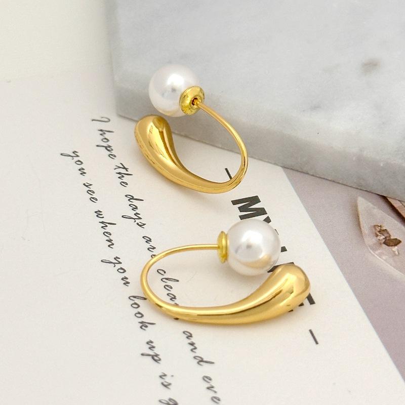 Manufacturer Supply Fashion Personality Design Earrings Women'S Unique U-Shaped Freshwater Pearl Ear Buckle Earrings Spot