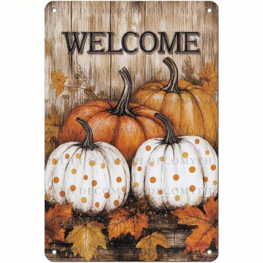 Metal Wall Art Decor Thanksgiving Autumn Harvest Rustic Kitchen Poster
